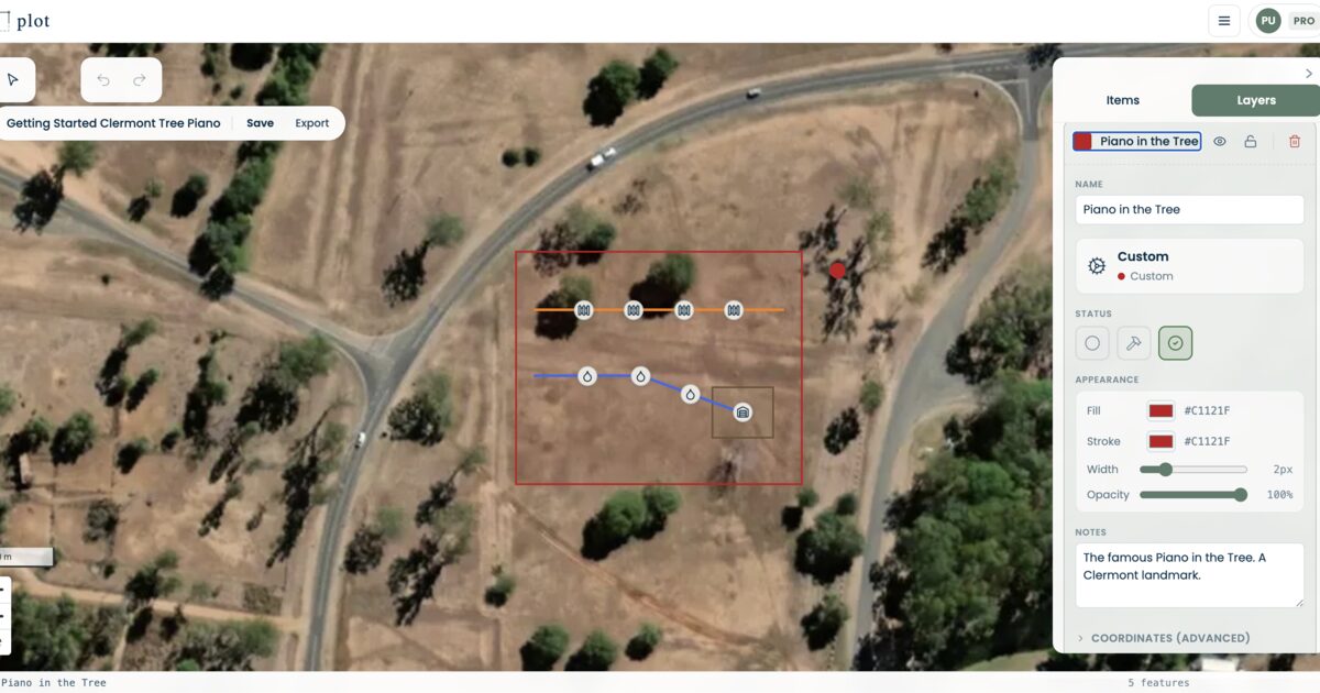 Features. PLOT property planning tool