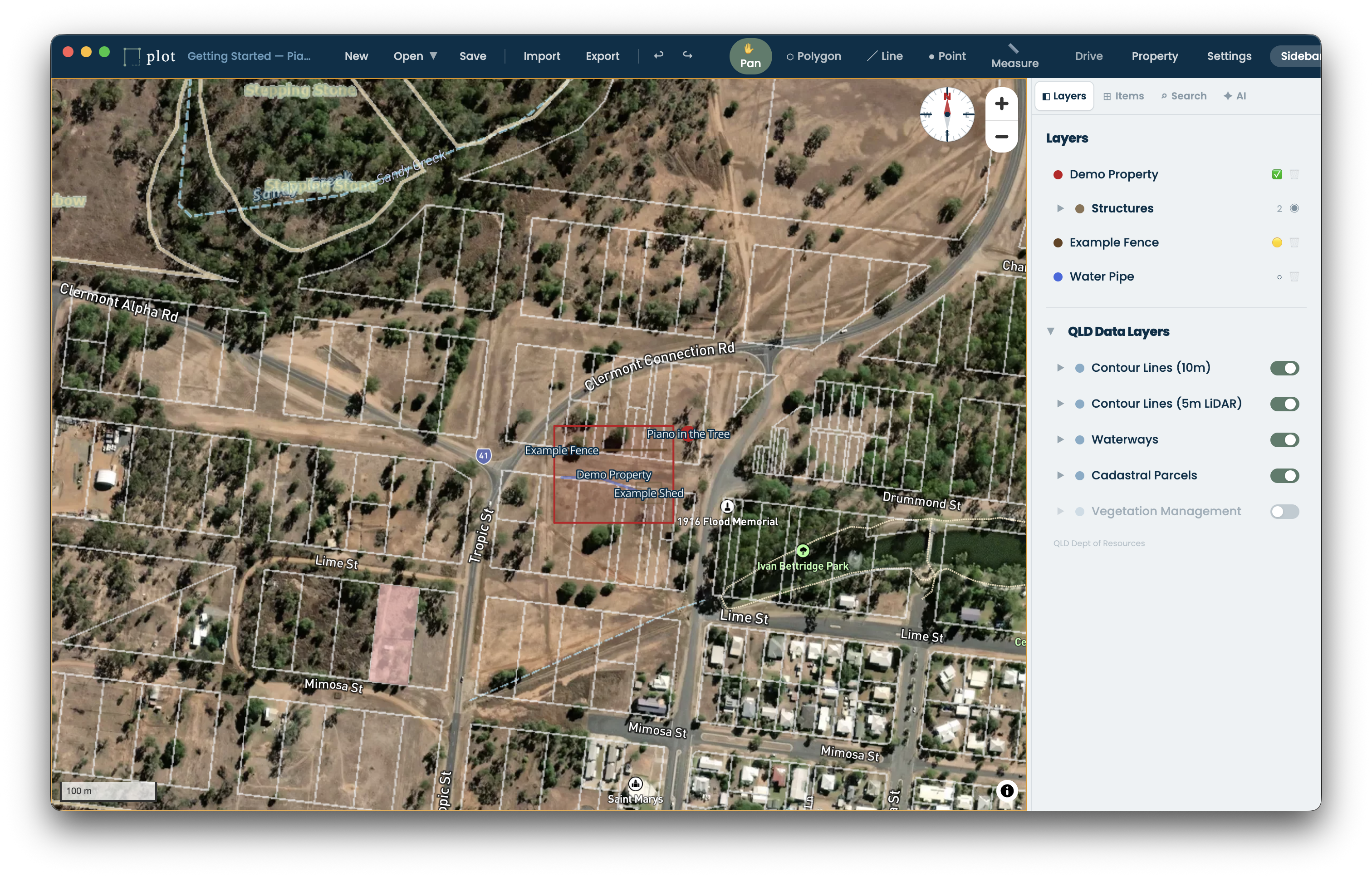 Concept plan comparison and infrastructure tracking in plot